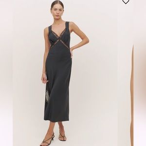 Provence Silk Dress REFORMATION medium black